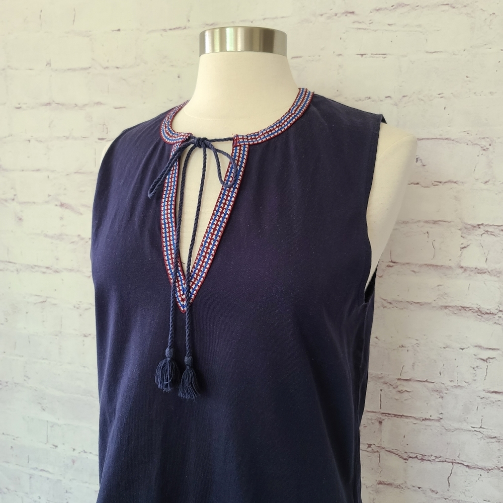 J. Crew Navy Split Neckline Sleeveless Knit Tank Medium